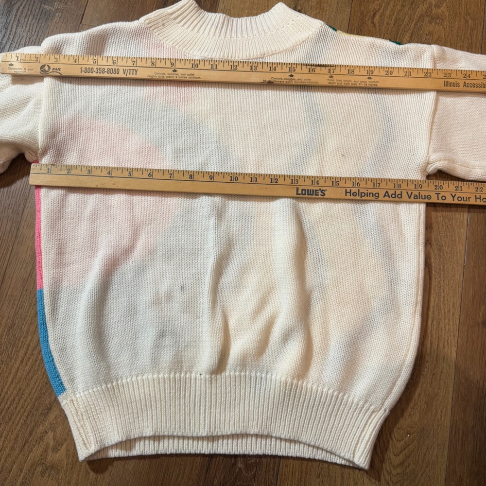 Vintage Korean Sweater Vintage Geometric Cream Mock Neck Knit Sweater 80’s 90’s - Picture 13 of 16